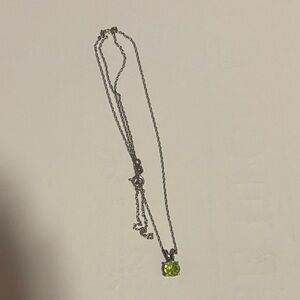 Elegant Silver Necklace with Green Gemstone